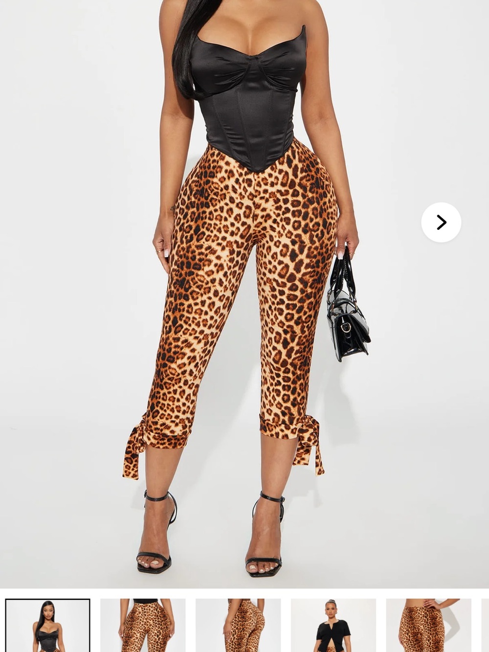 Fashion Nova Leopard-Print Tie-Hem Capri Pants - Brown/Black